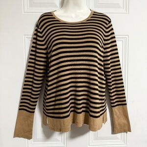 Eileen Fisher System Striped Sweater Top SZ Medium Fall Winter Goblincore Ribbed